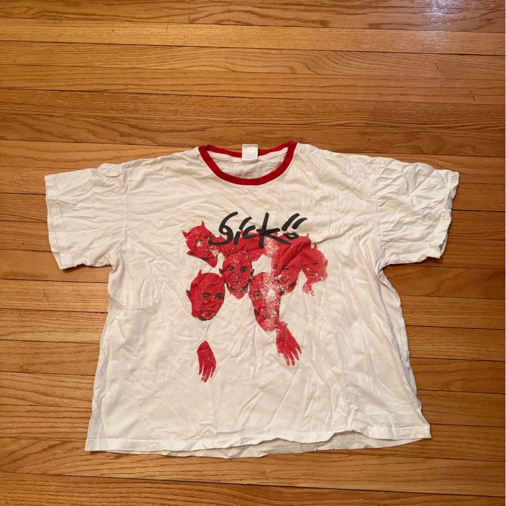 Graphic White Tee with Red Design